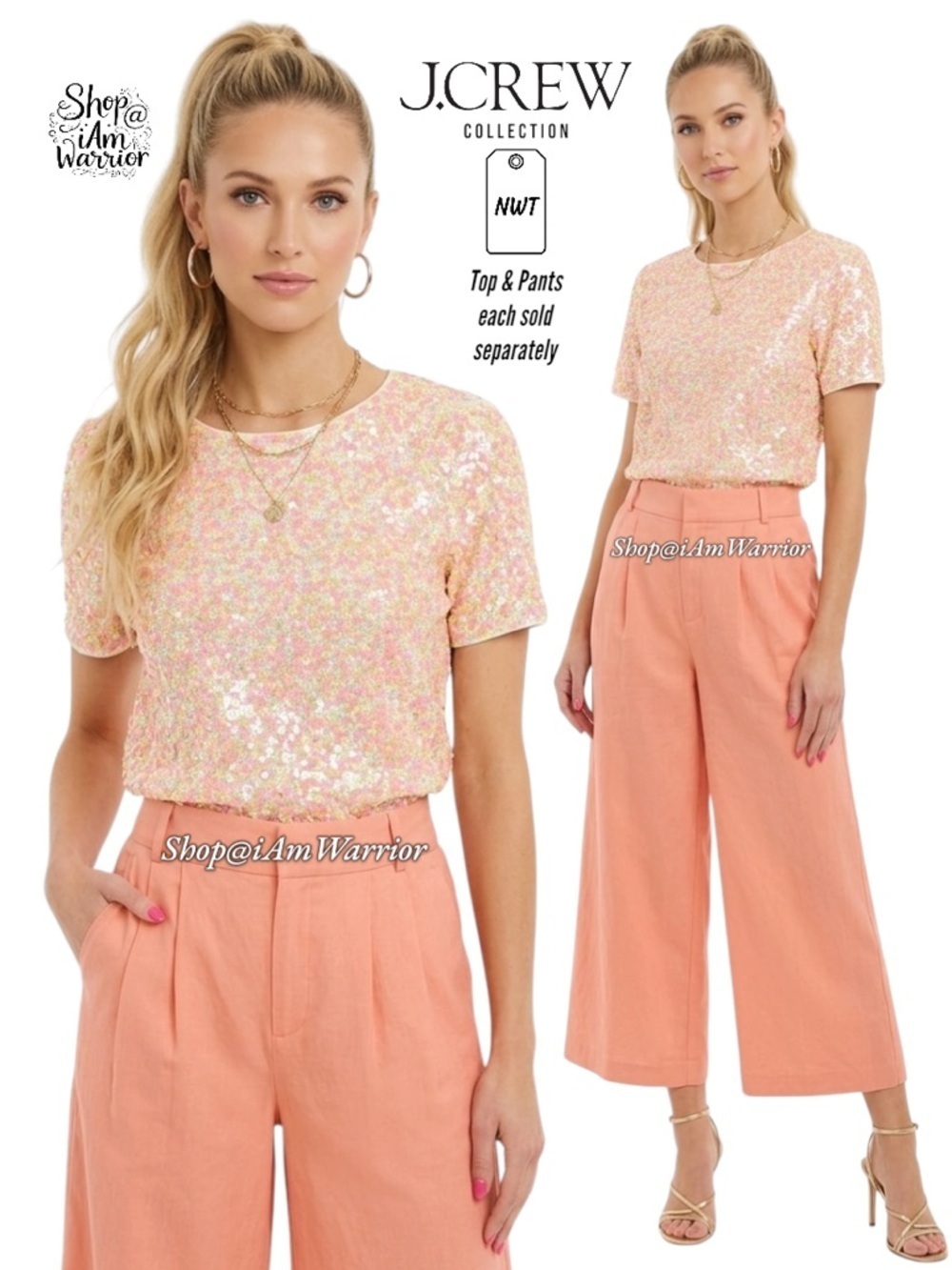 J.Crew Collection wide leg linen cropped pants *shop@iamwarrior